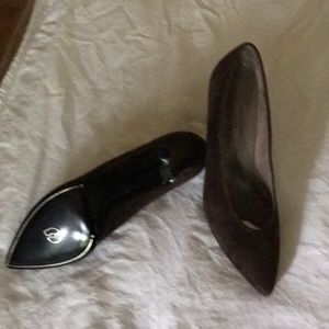 Charles Jourdan brown Swede heels.